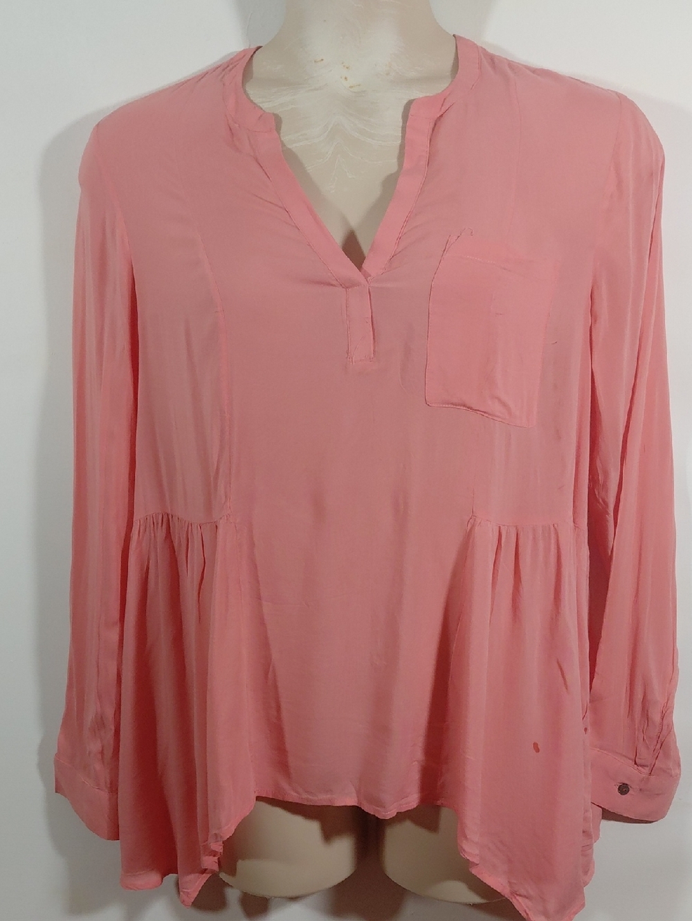 MaeveWomen’s Lightweight Pink V-Neck Peasant Blouse Size 14